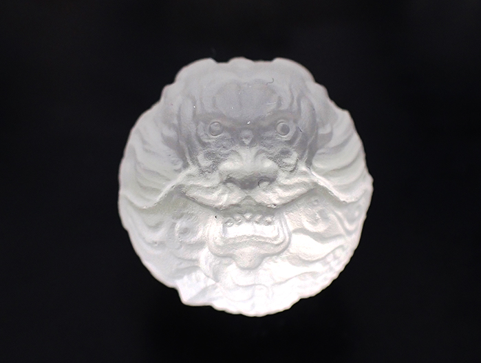 天然石彫刻　水晶浮かし彫り龍ビーズ（１粒） 20mm